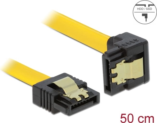Изображение Delock SATA 3 Gb/s Cable straight to downwards angled 50 cm yellow