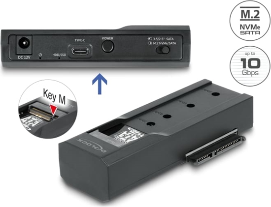 Picture of Delock USB Type-C™ Converter for 1 x M.2 SSD or 1 x SATA SSD / HDD