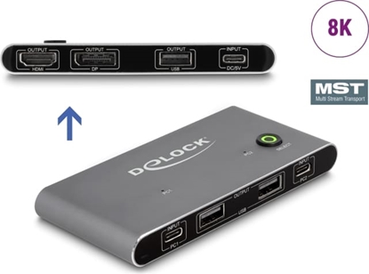 Attēls no Delock USB-C™ KVM Switch to HDMI and DisplayPort 8K MST with USB 2.0