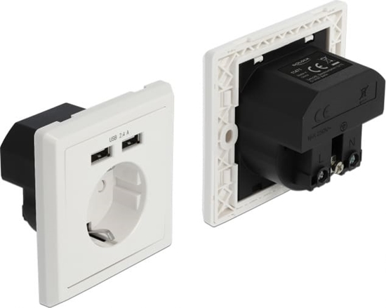 Picture of Delock Wall Socket with 2 x USB Type-A Charging Port 2.4 A