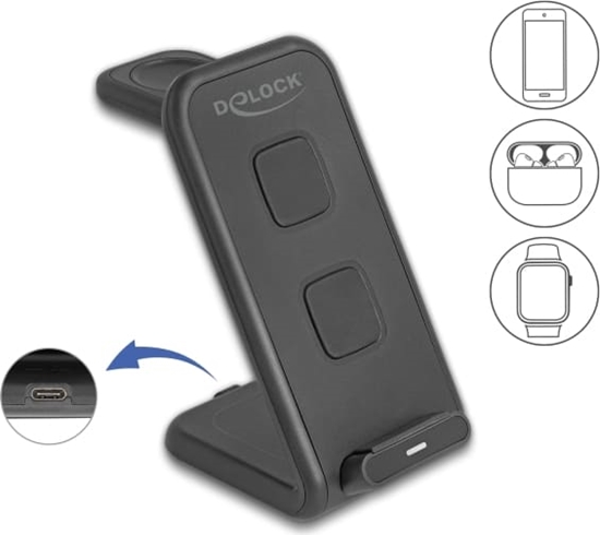 Picture of Delock Wireless Charger 3 in 1 with 2 Charging Coils 5 W / 5 W / 15 W