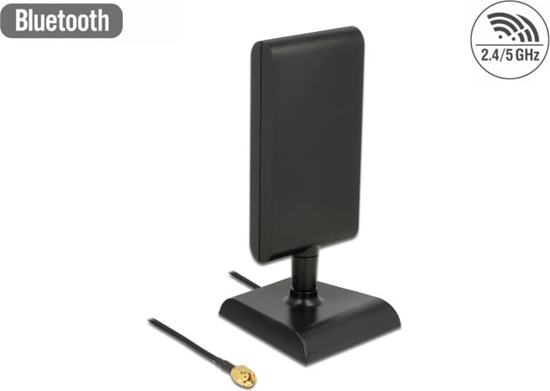 Picture of Delock WLAN 802.11 ac/a/h/b/g/n Antenna RP-SMA plug 6 - 9 dBi directional with magnetic base and connection cable (ULA 100, 1 m) black