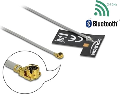 Attēls no Delock WLAN 802.11 b/g/n Antenna I-PEX Inc., MHF® I plug 2 dBi 1.13 10 cm FPC internal self-adhesive