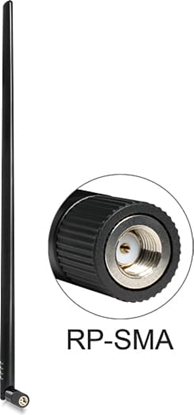 Attēls no Delock WLAN 802.11 b/g/n Antenna RP-SMA plug 9 dBi omnidirectional with tilt joint black