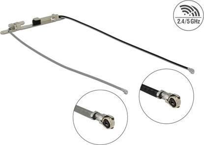 Attēls no Delock WLAN Twin Antenna 2 x I-PEX Inc., MHF® 4L plug 802.11 ac/a/h/b/g/n 1.12 - 3.18 dBi 1.13 36 cm internal screw mounting or self adhesive