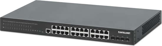 Изображение Intellinet 561846 tīkla pārslēgs Vadīts L2+ Gigabit Ethernet (10/100/1000) Power over Ethernet (PoE) 1U Melns