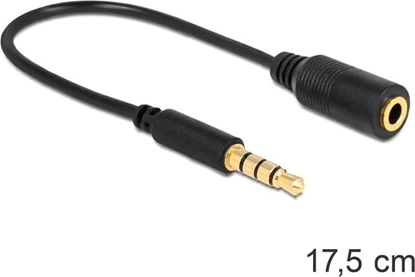 Attēls no Kabelis Stereo jack 3.5mm 4pin M / F, 17.5cm, melns