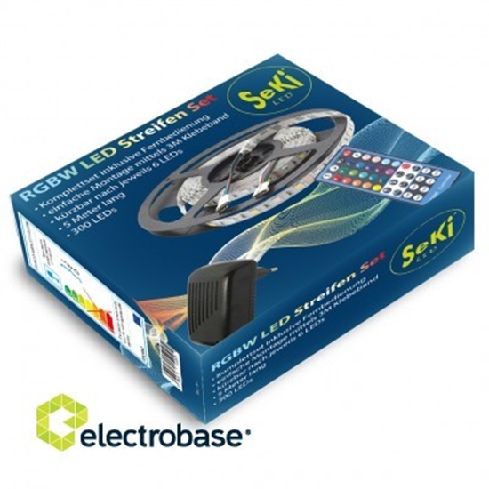 Picture of Krāsainas RGB+W 300LEDs 12V LED Lentas komplekts ar pulti un vadības bloku. 5 metri