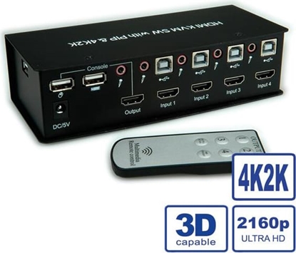 Attēls no KVM slēdzis, 1liet. - 4PC, 4K HDMI, USB, Audio, USB Hub, VALUE
