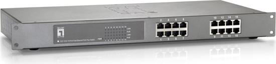Picture of Level One LevelOne FEP-1612 tīkla pārslēgs Nepārvaldīts Fast Ethernet (10/100) Power over Ethernet (PoE) Pelēks