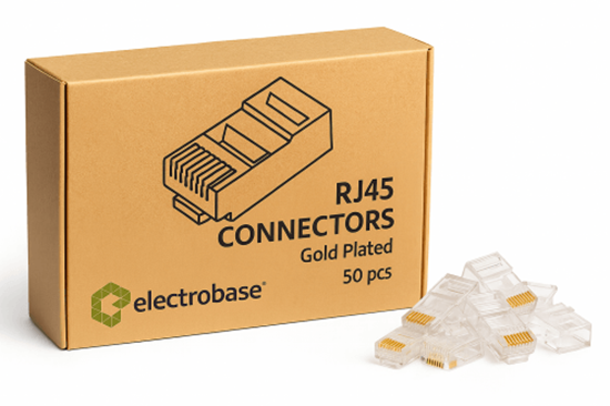 Изображение Premium RJ45 Cat6 UTP apzeltīti spraudņi | 50 gab. | LAN kabeļu konektori