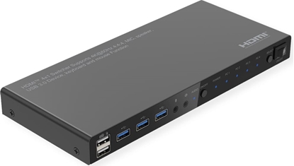 Picture of Roline KVM Switch, 4 PCs, HDMI 4K@60Hz, with 3 Port USB 3.2 Gen1 / USB 3.0 Hub