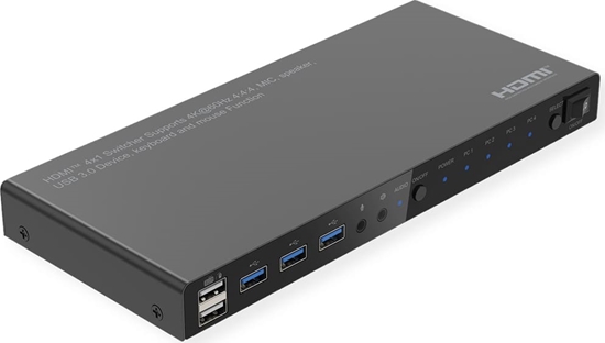 Picture of Roline KVM Switch, 4 PCs, HDMI 4K@60Hz, with 3 Port USB 3.2 Gen1 / USB 3.0 Hub