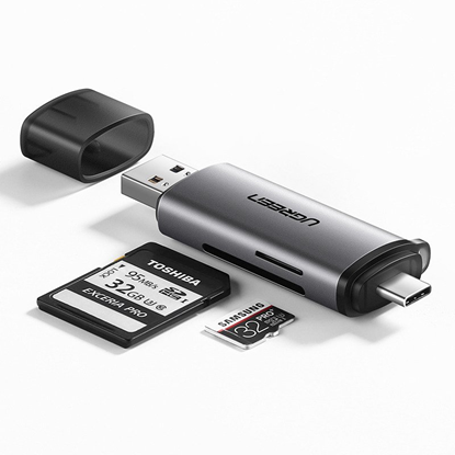 Attēls no Ugreen Ugreen CM185 50706 reader for SD / micro SD cards on USB-A 3.0 / USB-C 3.0 - gray