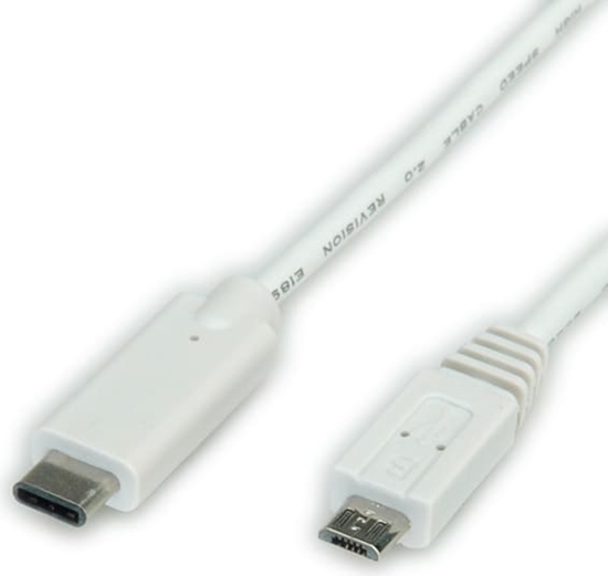 Picture of USB 2.0 kabelis TypeC - microB, M / M, balts, 1.0m, Value