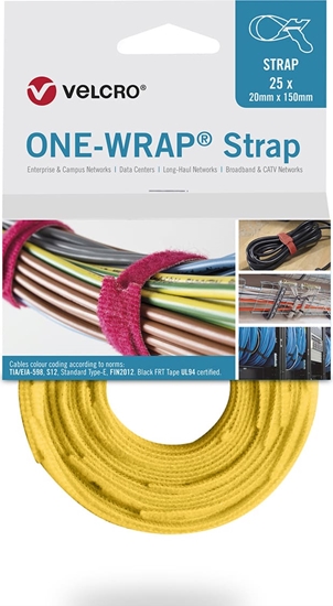 Изображение Velcro ® One Wrap® Strap 20mm x 330mm, 25 Stück, gelb