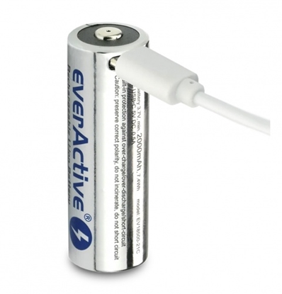 Attēls no 18500 akumulators 3.7V Li-io 2100mAh everActive USB-C lādēšana 1 gb.