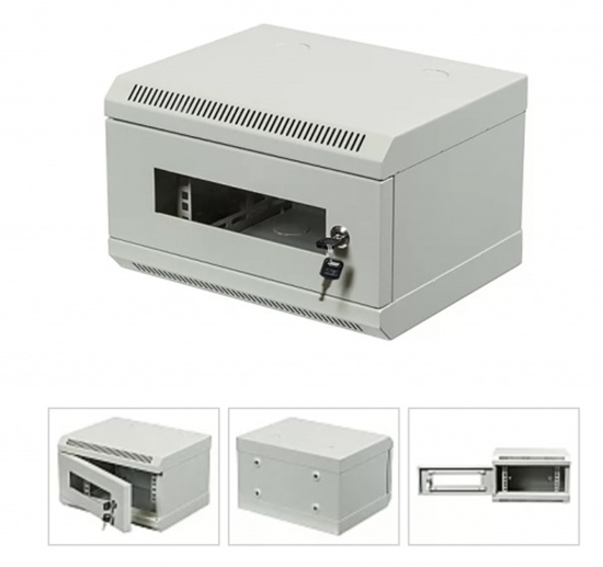 Изображение 4U 10-collu Sienas komutācijas skapis/ 235x350x280mm / Pelēks/ Salikts