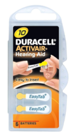 Изображение Battery Duracell Hearing Aid 10 (A10) Blister 6 pack
