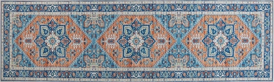 Изображение Beliani Dywan 60 x 200 cm niebiesko-pomaraczowy RITAPURAM!