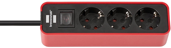 Picture of Brennenstuhl Steckdosenl. Ecolor 3-fach rot/schwarz Schalter