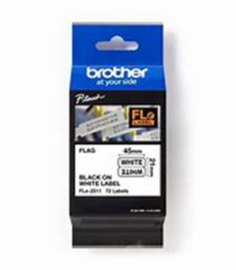 Изображение FLe-2511 sagrieztu uzlīmju lentes kasete, Brother (karogs 45 x 21mm, 72gb, melns uz balta fona)