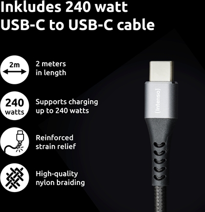 Attēls no Intenso Power Adapter 100W   GaN 2x USB-C 1x USB-A inkl. Kabel 2m