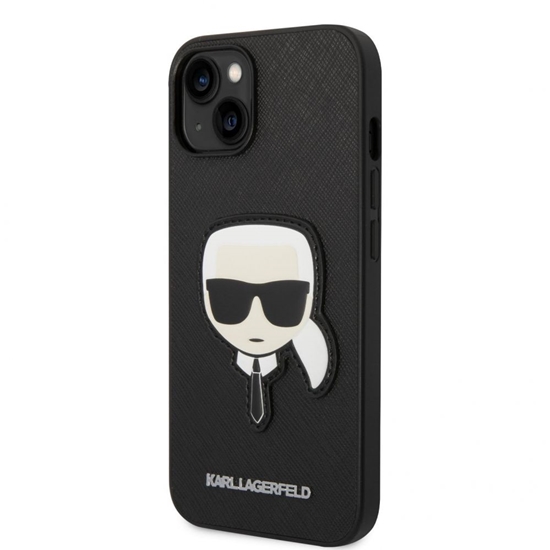 Picture of Karl Lagerfeld - Karl Lagerfeld PU Saffiano Karl Head Case for iPhone 14 Plus Black