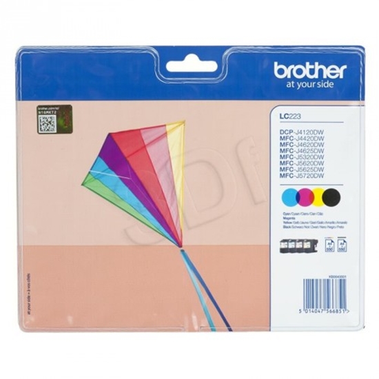 Изображение LC-223VALBP tinšu 4 krāsu komplekts 550lpp(DCP4120,MFCJ4620/J5320/J5620/J5720)