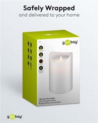 Изображение LED gaismas īsta vaska svece ar liesmas imitāciju, 10 x 15 cm.