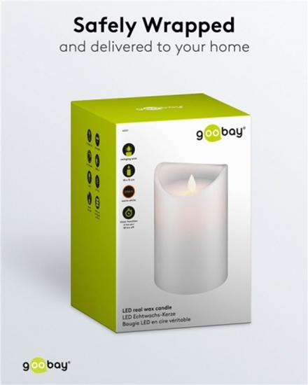 Изображение LED gaismas īsta vaska svece ar liesmas imitāciju, 10 x 15 cm.