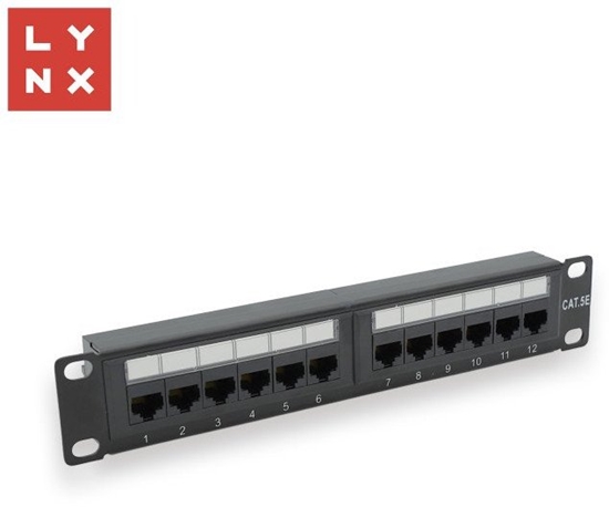 Изображение LYNX 10" patch panel 12-port, UTP Cat5e, 50µ, nestínný, erný