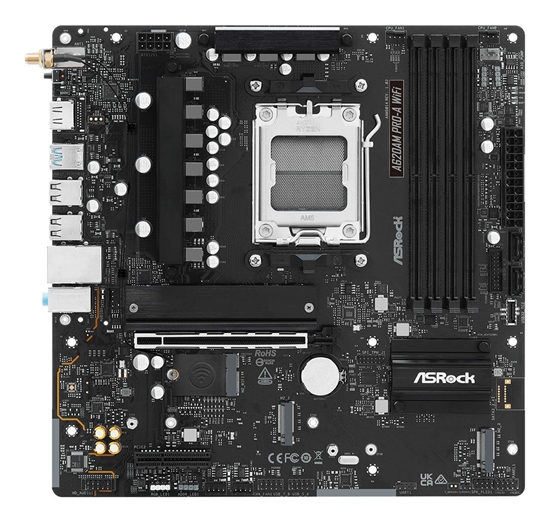 Изображение Mainboard|ASROCK|AMD A620A|micro ATX|RAM DDR5-SDRAM|2xSlots|Wi-Fi Yes|Bluetooth Yes|1xPCI Express x4 slots|A620AMPRO-AWIFI