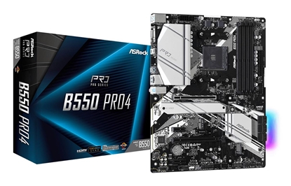 Picture of Mainboard|ASROCK|AMD B550|SAM4|ATX|2xPCI-Express 3.0 1x|1xPCI-Express 3.0 16x|2xM.2|1xPCI-Express 4.0 16x|Memory DDR4|Memory slots 4|1x15pin D-sub|1xHDMI|1xUSB type C|5xUSB 3.2|1xPS/2|1xRJ45|3xAudio port|B550PRO4