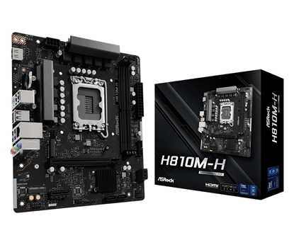 Attēls no Mainboard|ASROCK|H810M-H|Intel H810|LGA 1851 (Socket V1)|micro ATX|RAM DDR5-SDRAM|2xSlots|1xNumber of M.2 (M) slots|H810M-H