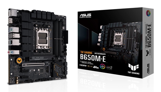 Picture of Mainboard|ASUS|AMD B650|SAM5|Micro-ATX|Memory DDR5|Memory slots 4|2xPCI-Express 4.0 1x|1xPCI-Express 4.0 16x|2xM.2|1xHDMI|2xDisplayPort|4xUSB 2.0|2xUSB 3.2|2xUSB-C|1xRJ45|3xAudio port|TUFGAMINGB650M-E