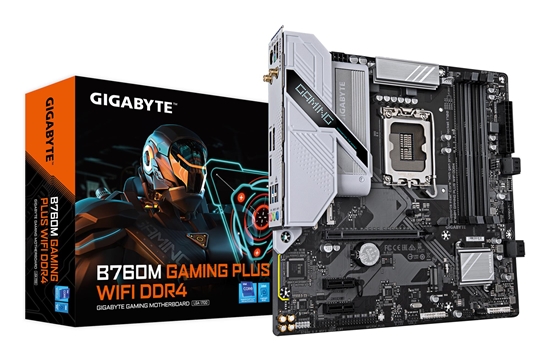Picture of Mainboard|GIGABYTE|Intel B760 Express|LGA1700|Micro-ATX|Memory DDR4|Memory slots 4|2xPCI-Express 3.0 1x|1xPCI-Express 4.0 16x|2xM.2|1xHDMI|1xDisplayPort|2xUSB 2.0|1xUSB 3.2|1xUSB-C|1xPS/2|1xOptical S/PDIF|1xRJ45|3xAudio port|B760MGPWIFIDDR41.0
