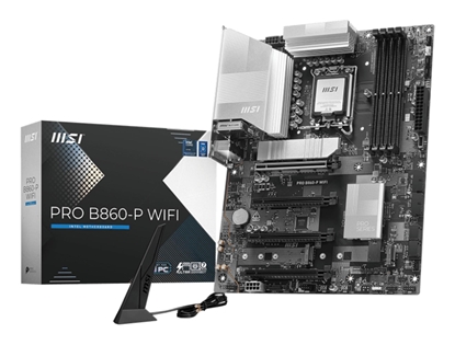 Attēls no Mainboard|MSI|Intel B860 Express|LGA1851|ATX|Memory DDR5|Memory slots 4|2xPCI-Express 4.0 1x|1xPCI-Express 4.0 4x	|1xPCI-Express 5.0 16x|3xM.2|1xHDMI|1xDisplayPort|8xUSB 2.0|2xUSB 3.2|1xUSB-C|1xRJ45|3xAudio port|1xThunderbolt|PROB860-PWIFI