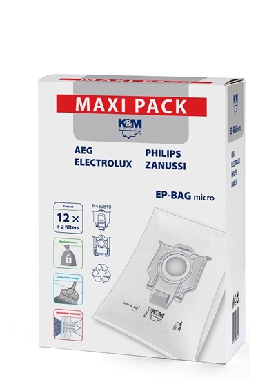 Изображение Maisi putekļu sūcējam ELECTROLUX-PHILIPS S-BAG KM-EP-BAG-MX (12 gab.)