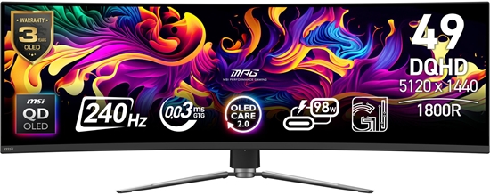 Picture of MSI MPG 491CQPXDE QD-OLED monitor komputerowy 124,5 cm (49") 5120 x 1440 px Dual QHD Czarny