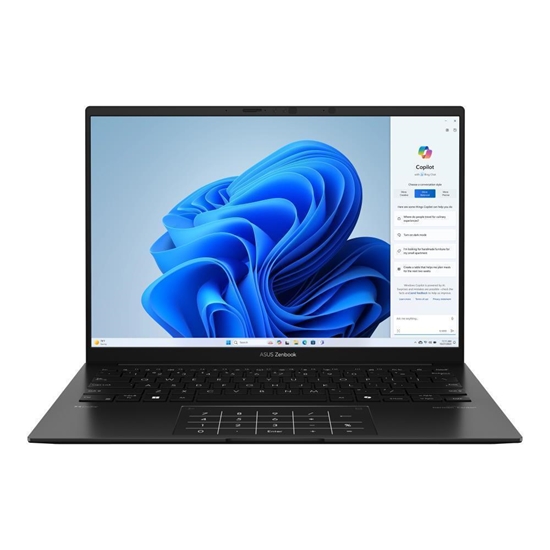 Изображение Notebook|ASUS|ZenBook Series|14 OLED|UM3406KA-QD066W|CPU  AMD Ryzen AI 5|340|2000 MHz|14"|1920x1200|RAM 16GB|LPDDR5x|SSD 1TB|AMD Radeon Graphics|Integrated|ENG|NumberPad|Windows 11 Home|Black|1.2 kg|90NB14U1-M00LJ0