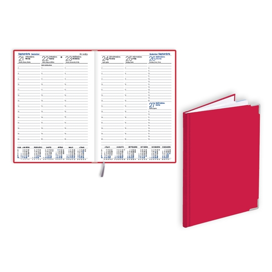 Изображение Plānotājs 2026.gadam EKO Prestige A5, nedēļa, balacron, sarkans