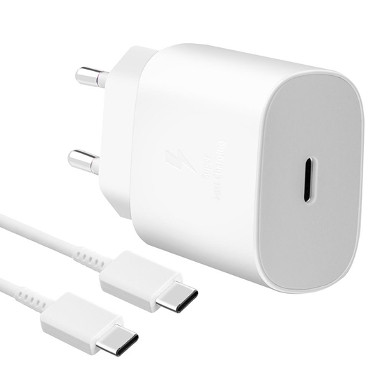 Picture of Samsung EP-TA800EWE + EP-DG980BWE Samsung 25W Travel Charger + USB-C/USB-C Data Cable White (OOB Bulk)