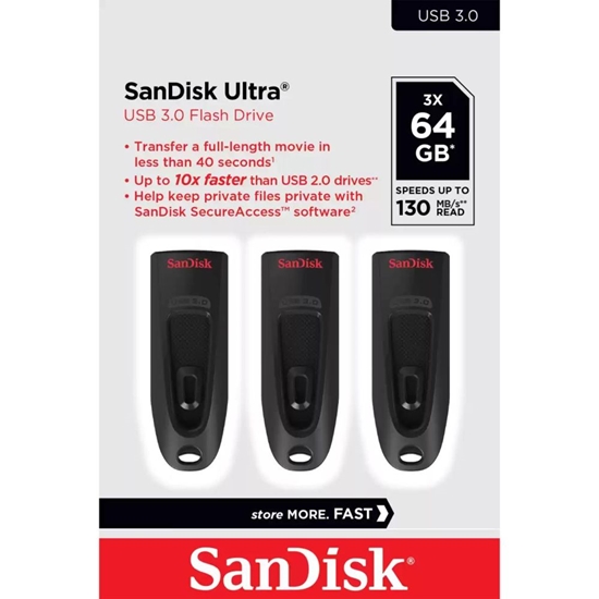 Изображение SANDISK BY WESTERN DIGITAL MEMORY DRIVE FLASH USB3 64GB/3PK SDCZ48-064G-G46T