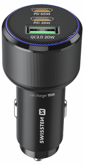 Picture of Swissten PD 2x USB-C / USB Car Charger 95W with USB-C - USB-C Cable 1m