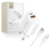 Изображение Tech-Protect Tech-Protect NCA20 PD 20W QC3.0 USB-A / USB-C Wall Charger + USB-C / Lightning Cable 100cm - White
