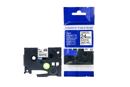 Изображение Tz2-251 uzlīmju lente melns uz balta 24mm (analogs tze)
