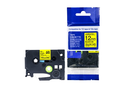Изображение Tz2-S631 uzlīmju lente Strong melns uz dzeltena, 12mm (analogs tze)