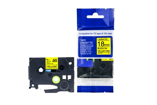 Изображение Tz2-S641 uzlīmju lente Strong melns uz dzeltena  18mm (analogs tze)