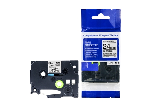 Изображение Tz2-SM951 uzlīmju lente, melns uz sudraba, 24mm (analogs tze)